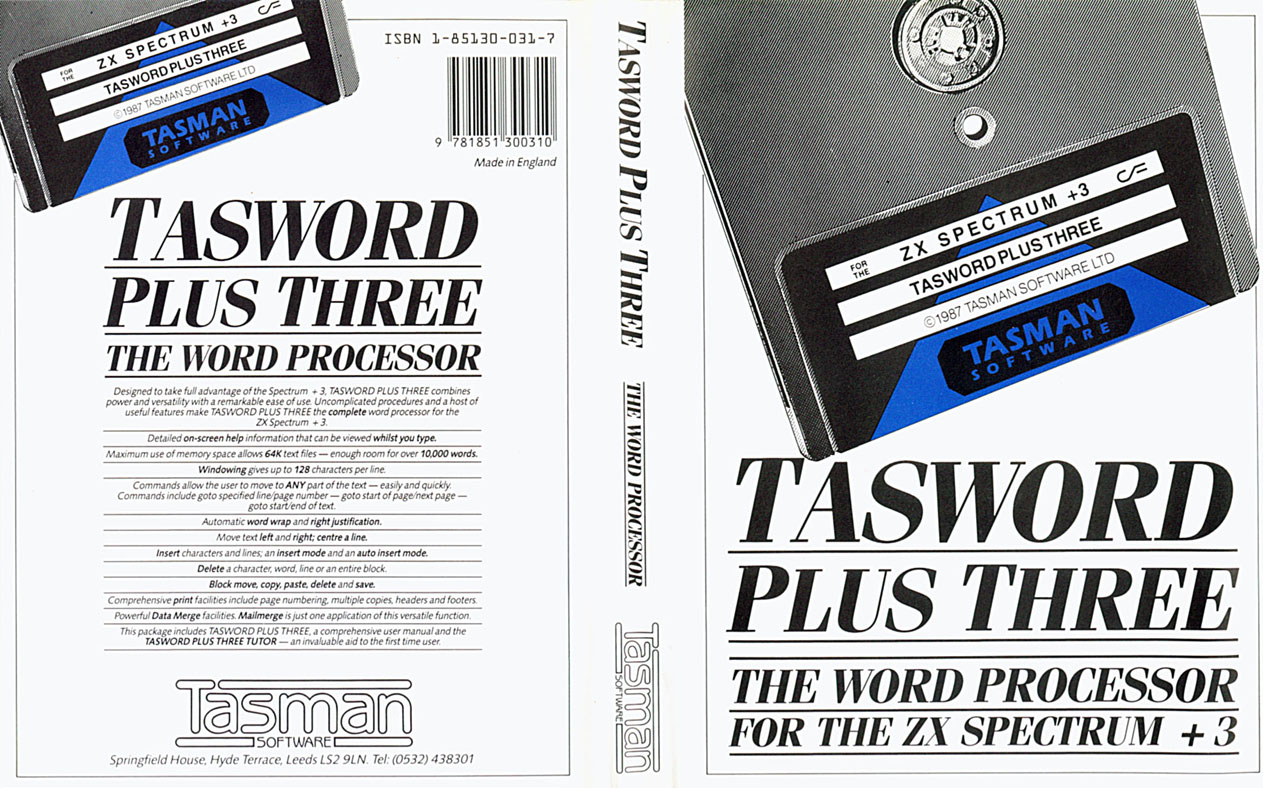 Screen from Tasword Plus Three