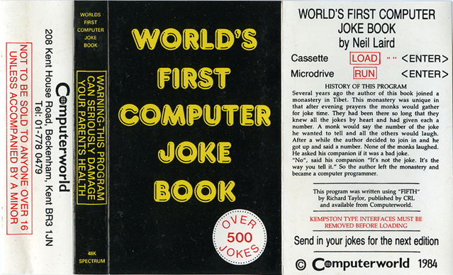 Screen from World's First Computer Joke Book
