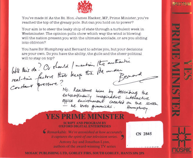 Screen from Yes, Prime Minister