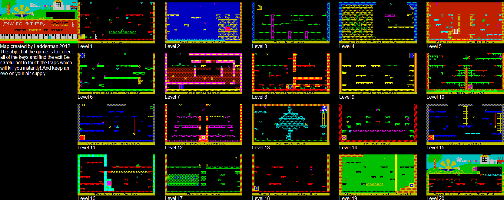 Screen from Manic Miner - 2000