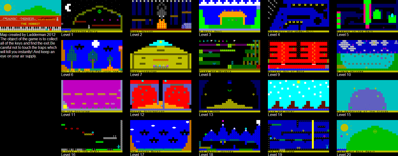 Screen from Manic Miner: The Hobbit