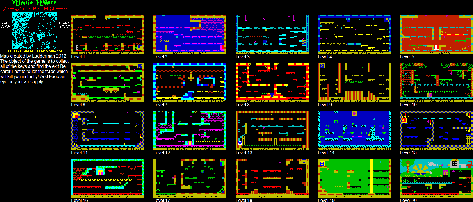 Screen from Manic Miner 3: Tales from a Parallel Universe