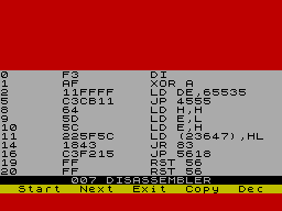 Screen from 007 Disassembler