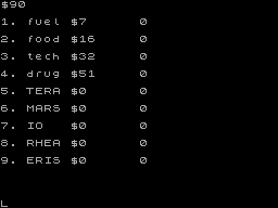 Screen from 1 Line Space Trader