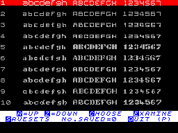 Screen from 20 Character Set Fonts