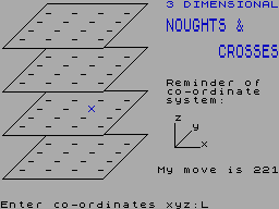 Screen from 3 Dimensional Noughts & Crosses