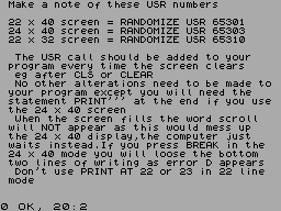 Screen from 40 Characters Per Line