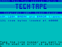 Screen from 48K/128K BREAK and ERROR Trapper