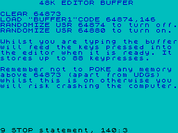 Screen from 48K Editor Buffer