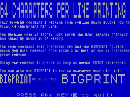 Screen from 64 Characters Per Line Printing