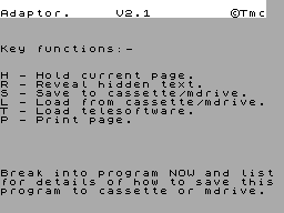 Screen from AGF Teletext Adaptor