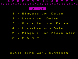 Screen from Adressenkartei