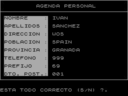 Screen from Agenda Personal