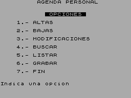 Screen from Agenda Personal