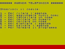 Screen from Agenda Telefonica
