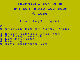 Screen from Amateur Radio Log Book