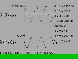 Screen from Amplifier Simulation