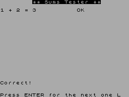 Screen from Arithmetic Tutor