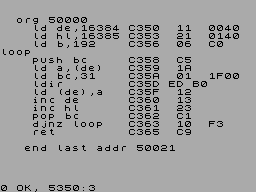 Screen from Assembler