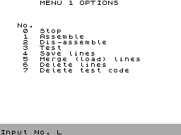 Screen from Assembler and Machine Code Debugger