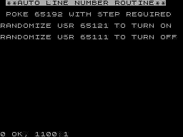 Screen from Auto Line Number