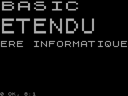 Screen from BASIC ETENDU