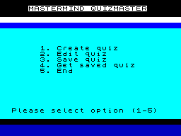Screen from BBC Mastermind Quizmaster