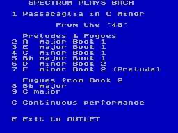 Screen from Bach Plays 128K Mode