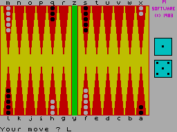 Screen from Backgammon