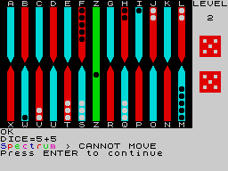 Screen from Backgammon