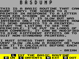 Screen from Basdump