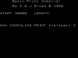 Screen from Basic Print Compiler