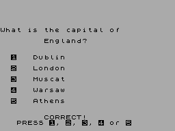 Screen from Begin 5: Multiple Choise Tester
