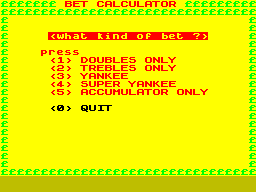 Screen from Bet Calculator