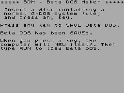 Screen from Beta DOS 1.3 + Beta Basic 3