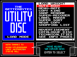 Screen from The Betterbytes Utility Disc
