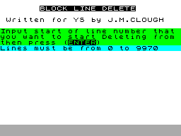 Screen from Block Line Delete