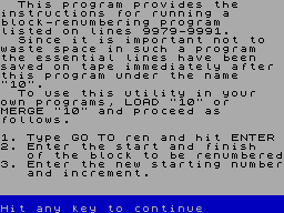 Screen from Block Renumber