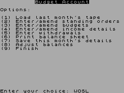 Screen from Budget Account