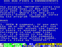 Screen from Bugfixes for BetaDOS and G+DOS