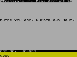 Screen from Business Bank Account