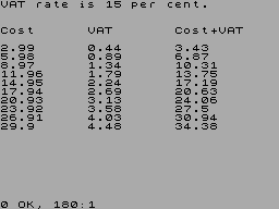 Screen from Calculating VAT