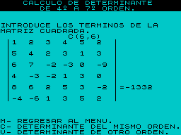 Screen from Calculo de Determinantes