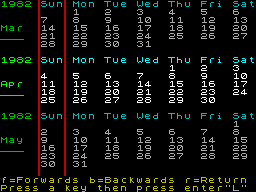 Screen from Calendar