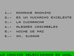 Screen from Canciones