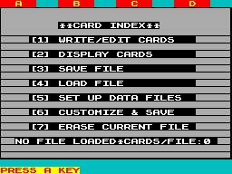 Screen from Card Index