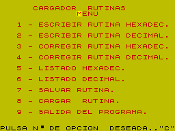 Screen from Cargador Rutinas
