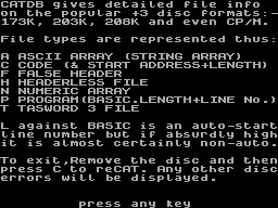 Screen from CatDB