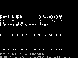 Screen from Catalogger