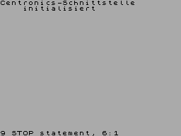 Screen from Centronics-Schnittstelle